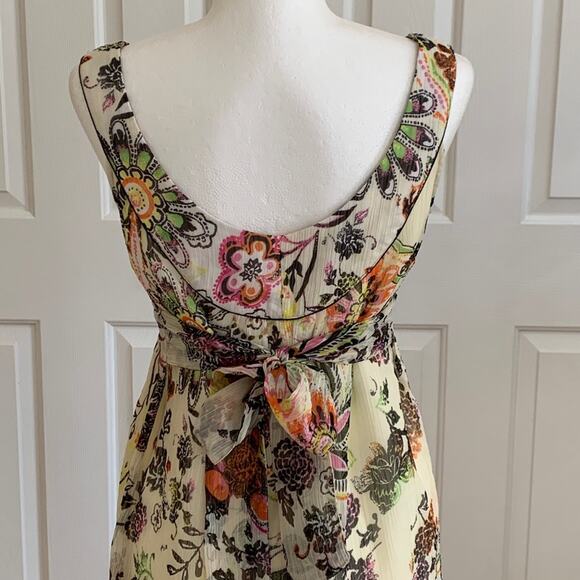 American Rag Dress Cream Spring Colors Floral Sleeveless Chiffon Dress Small - Picture 7 of 13